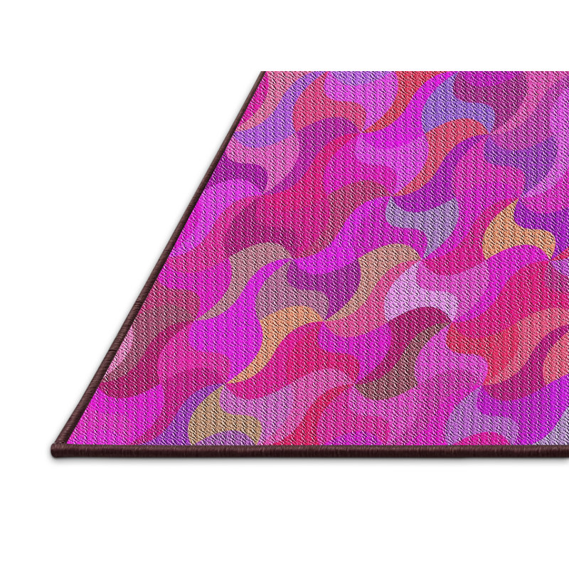 Motif géométrique rose Tapis décoratif, Rectangle 7 pi x 9 pi