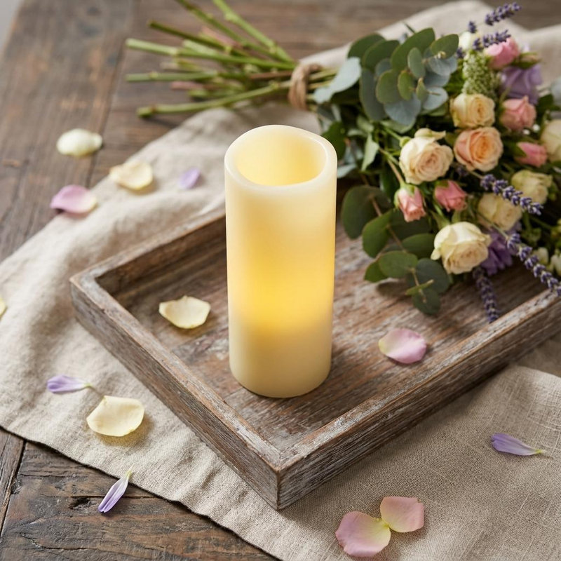 Bougie colonne sans flamme 5 po ivoire