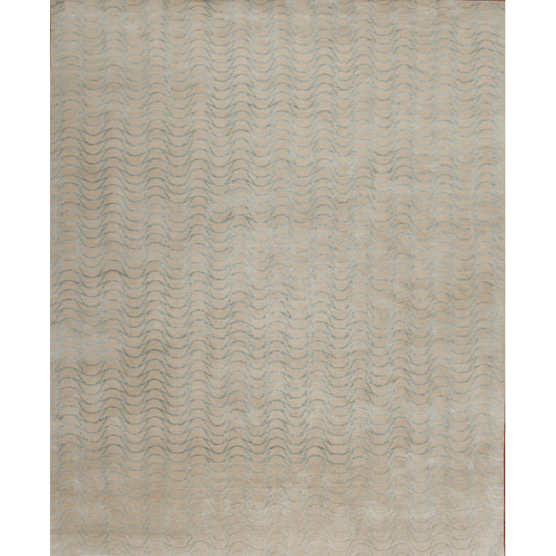 Modern Tibet Hand Knotted Geometric Area Rug, Rectangle 9' x 12'