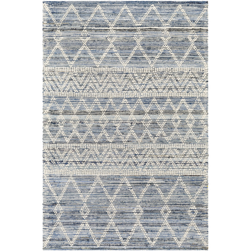 Tapis bleu / ivoire à tissage plat Andersonville, Rectangle 6 pi x 9 pi