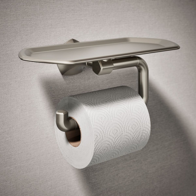 Porte-papier hygiénique avec plateau Occasion, Nickel brossé