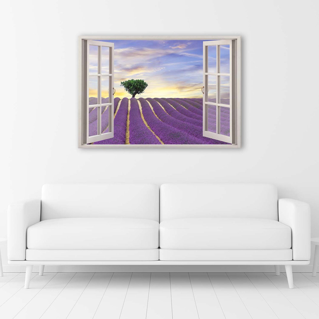 Leinwandbild Window View Lavender Field