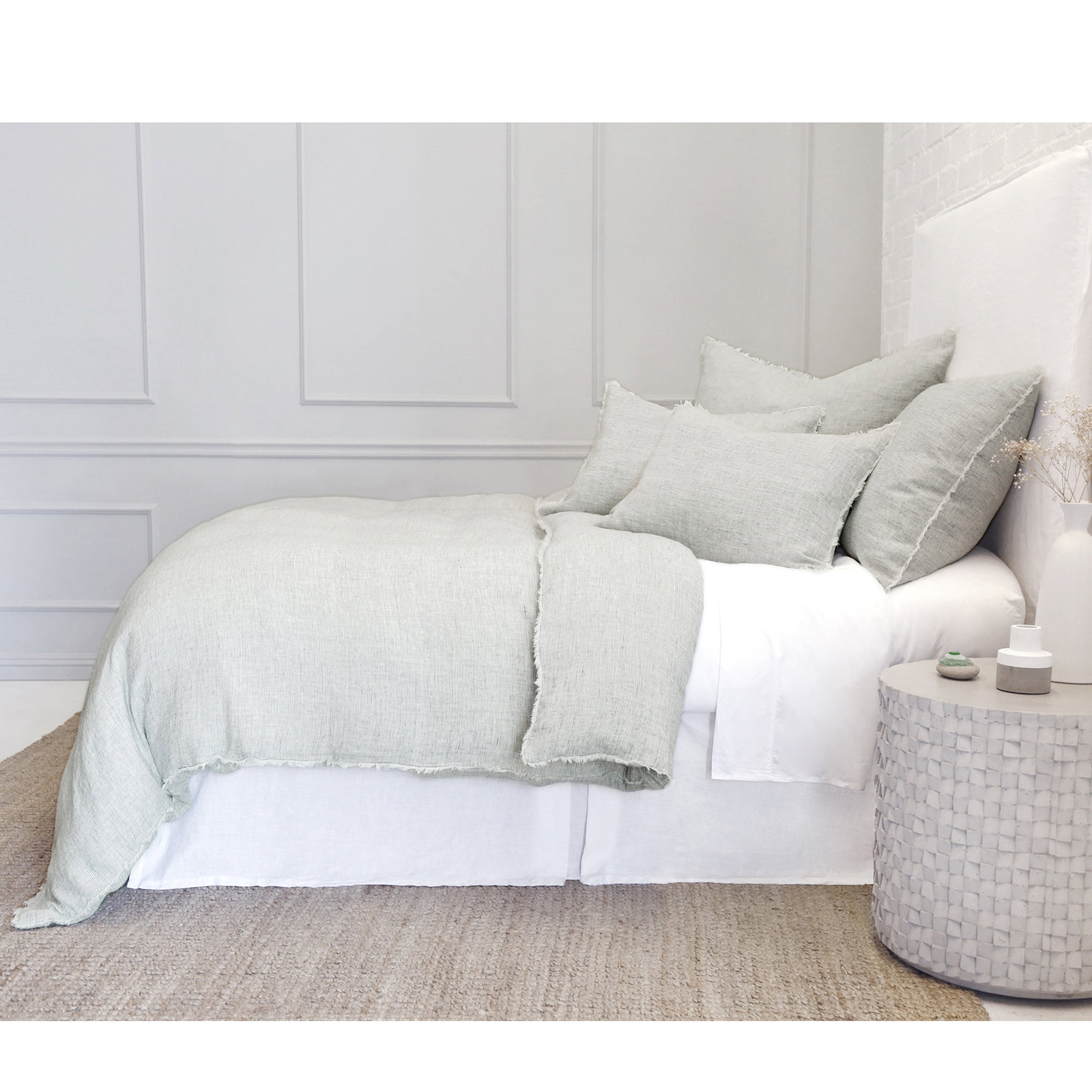 Logan Linen Duvet Cover, Twin, Olive