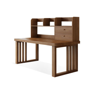Walnut Rectangular Solid Wood Executive desk with drawers desk