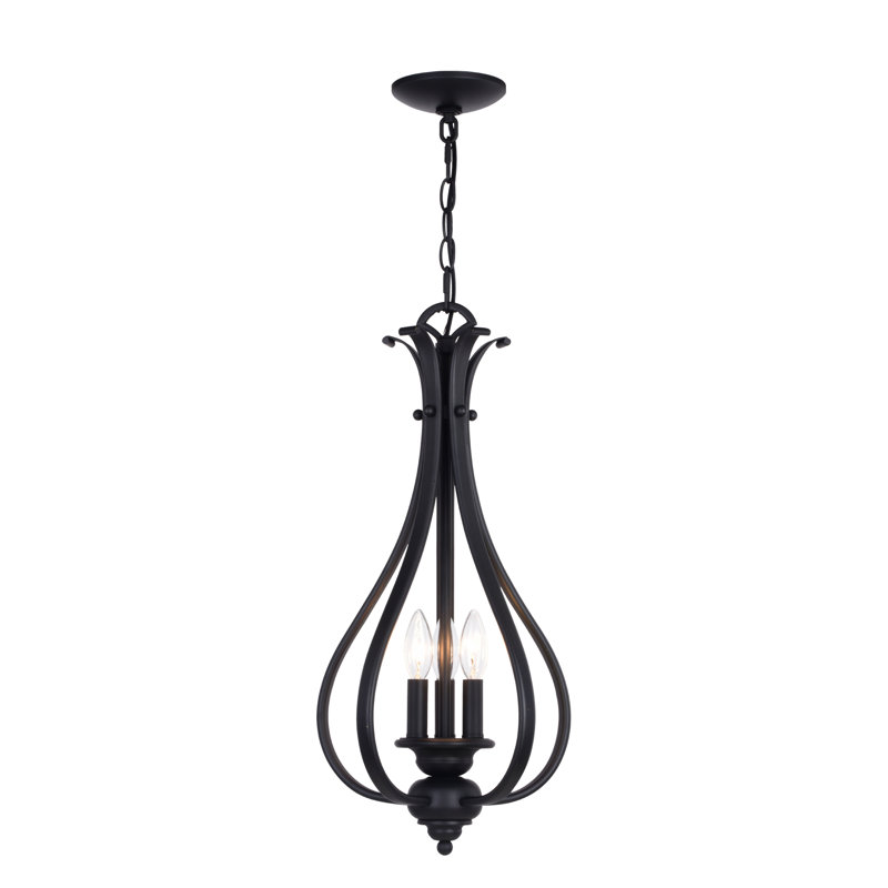 Macalla 3-Light Dimmable Teardrop Lantern Chandelier, Bronze