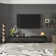 Modern Black TV Stand With Drawer And Open Storage – Featuring A Sleek Marble Finish And Metal Handles For Elegant Living Spaces