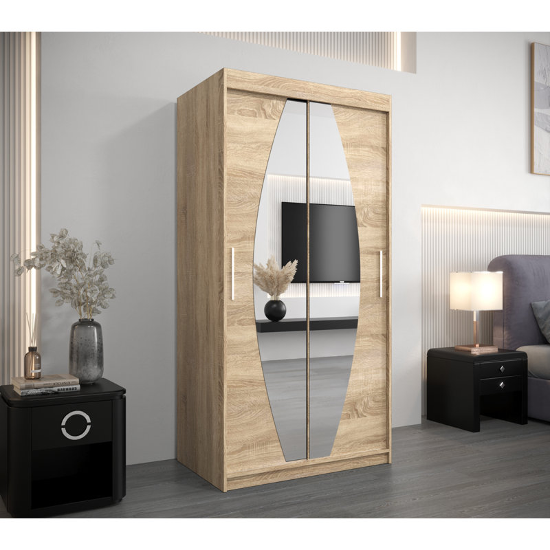 Broumov 2 Door Manufactured Wood Wardrobe, Oak Sonoma