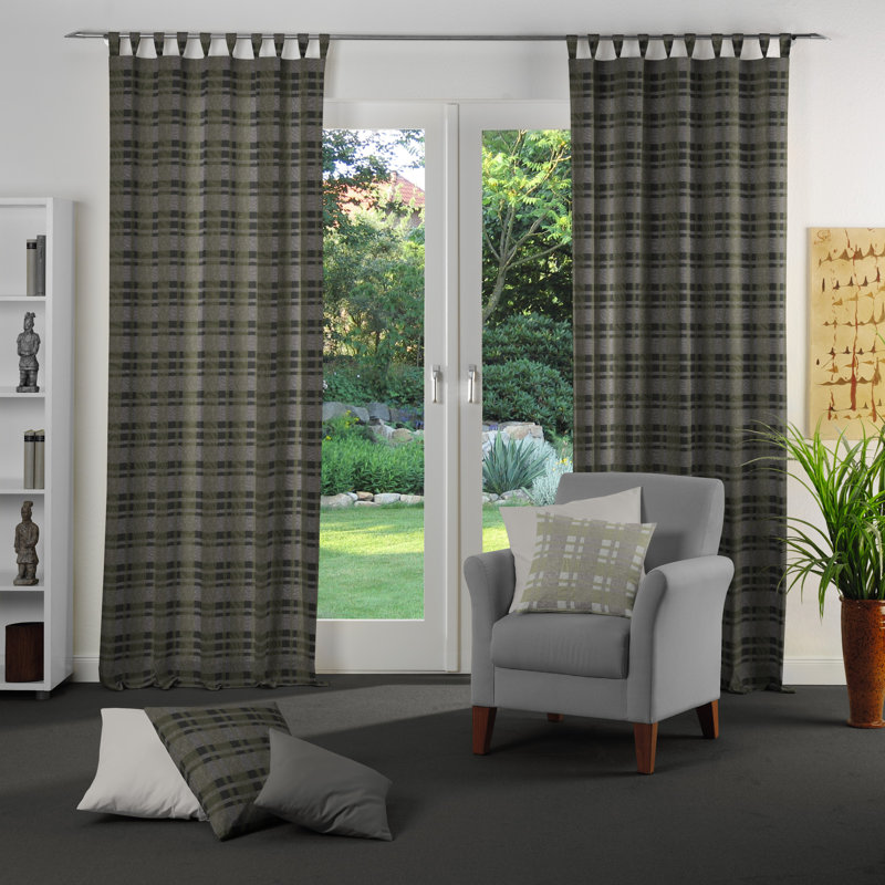 Devore Room Darkening Single Panel, 175cm H x 132cm W, Green/Grey/Black