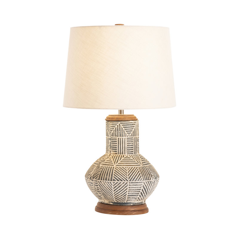 26" Ceramic Table Lamp With Tan Shade