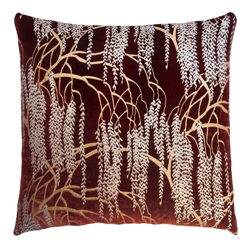 Metallic Square Velvet Pillow Cover & Insert, 18" x 18", Paprika