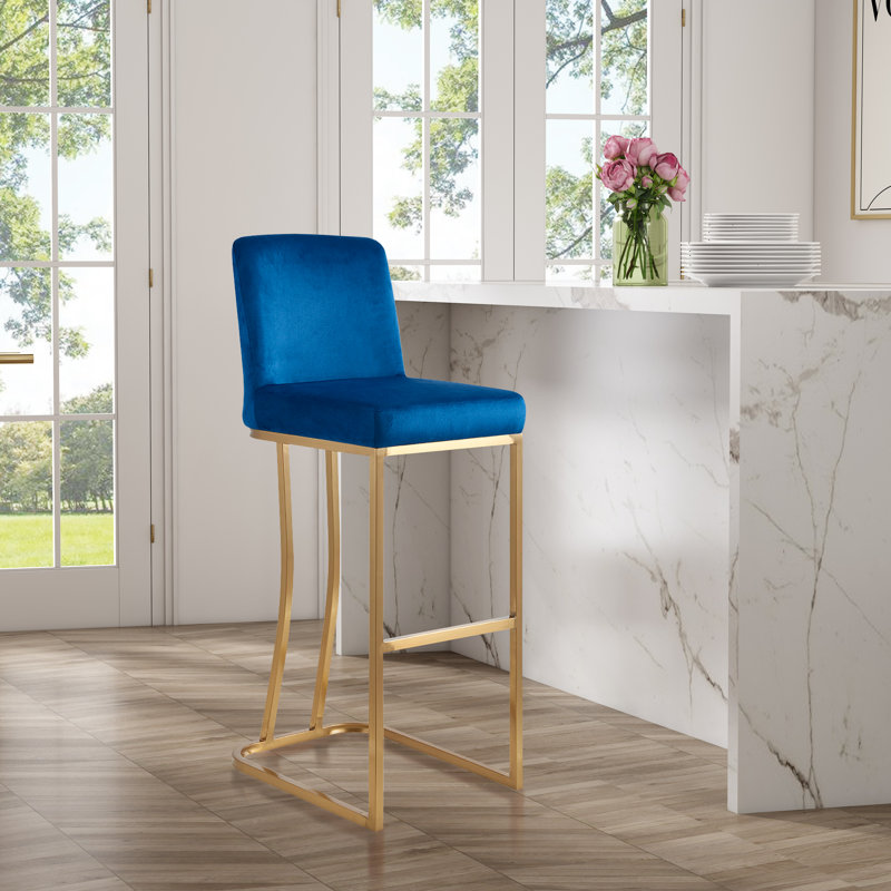 Drucker 30.3'' Stainless Steel Stool, Navy