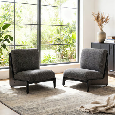 Chaise d'appoint Scott Living Moda noire avec structure en bois massif, ensemble de 2