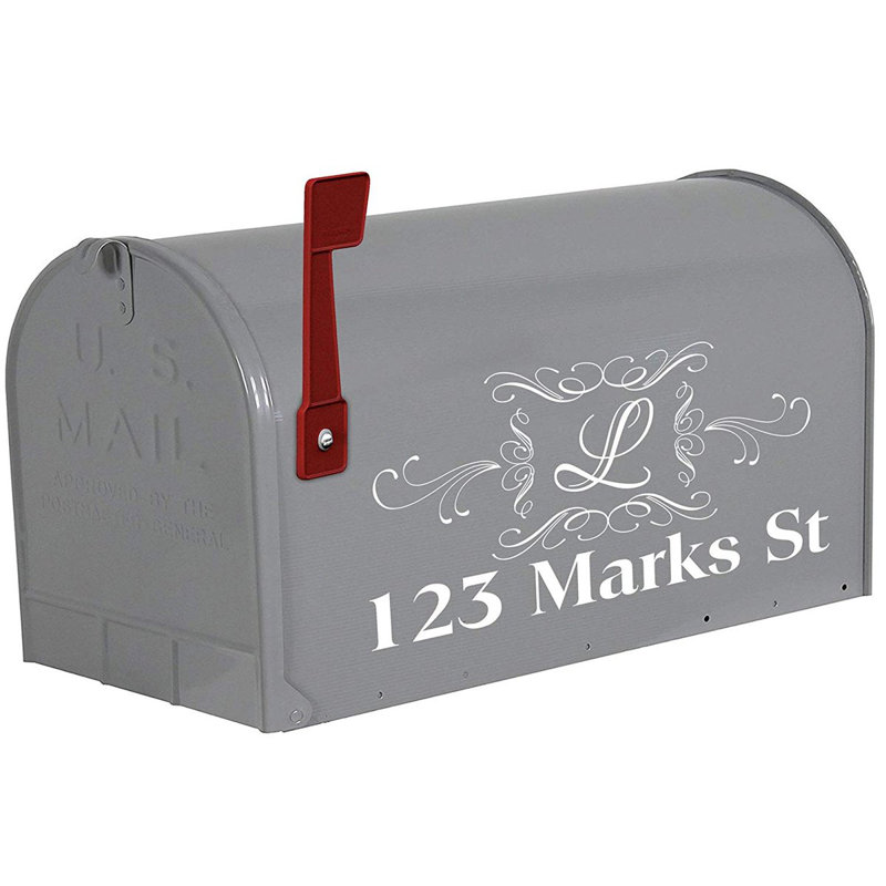 Housse de boîte aux lettres d'adresse monogramme personnalisée, Blanc, Oui