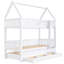 Lit superposé simple au-dessus de simple avec lit gigogne, 3 tiroirs de rangement et barrières de sécurité - Lit superposé blanc pour enfants dans les chambres partagées