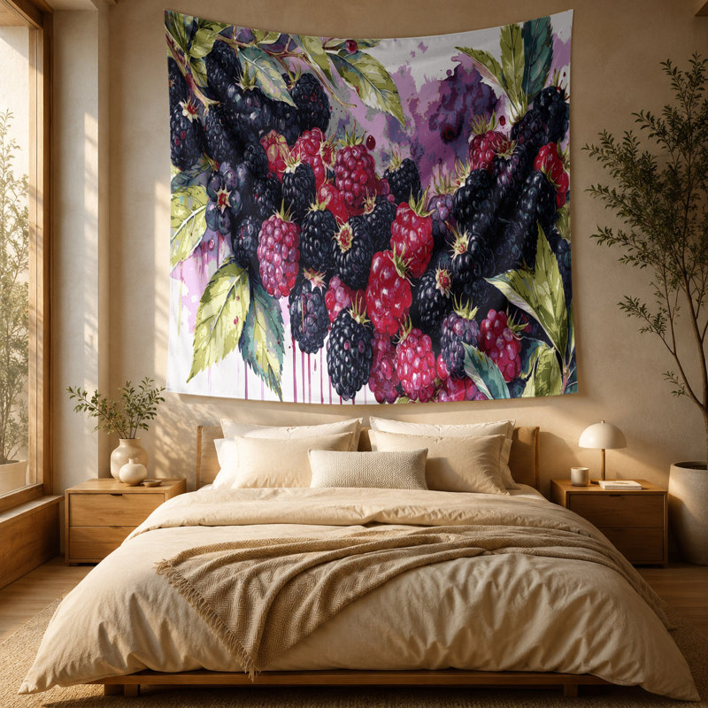Tapisserie murale «Fruit Blackberry», 88 po x 104 po