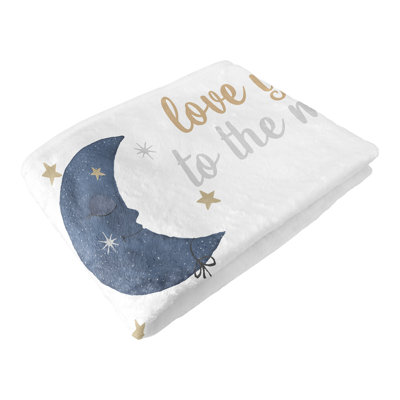 Bear and Moon Polyester Baby Blanket