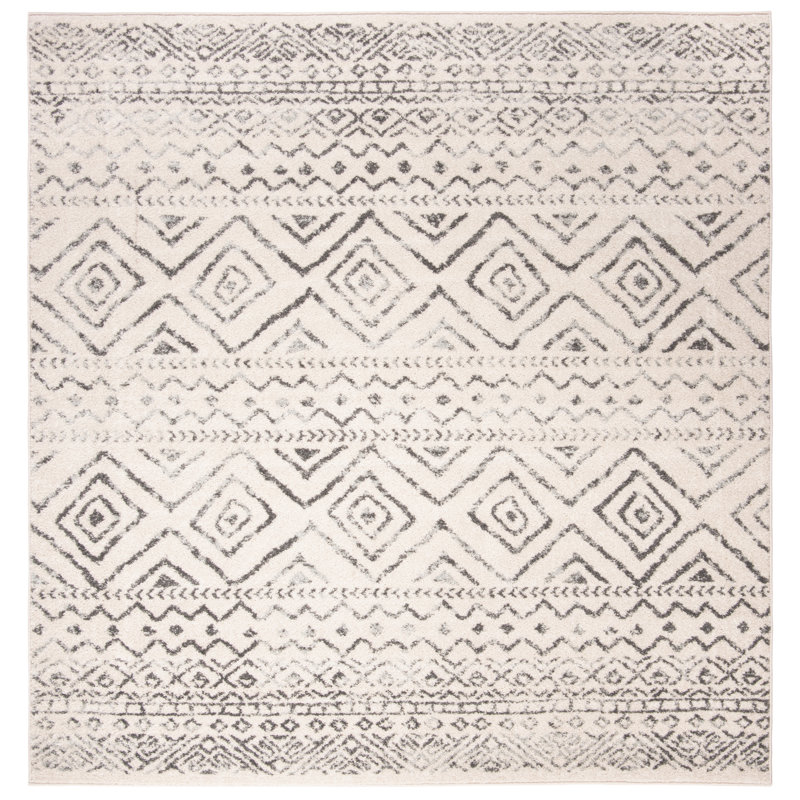Tapis ivoire / gris Rentschler Southwestern, Carré 8 pi