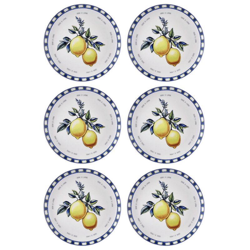 Ensemble de 6 assiettes élégantes en céramique, jaune, 10,2 x 10,2 x 0,8 po | 100% lavable au lave-vaisselle, parfait pour le divertissement et l'utilisation quotidienne | Conception durable, idéale pour les repas modernes