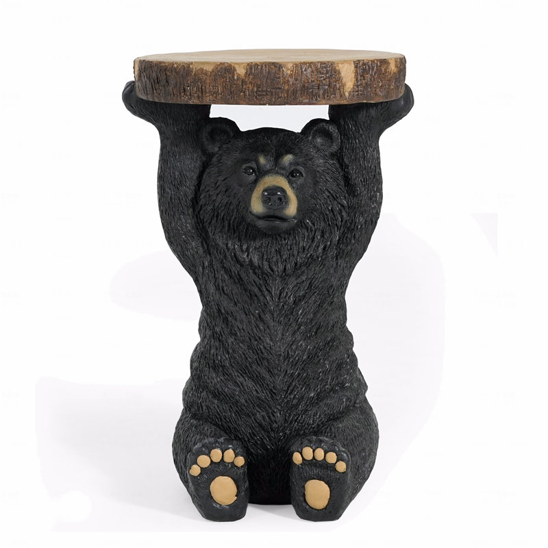 Table d'appoint Black Bear Sculpture - Table de bout piédestal d'extérieur / d'intérieur MGO