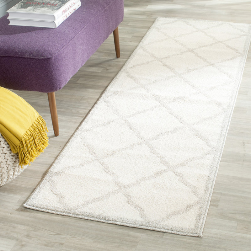 Tapis beige à motif géométrique Ammundsen, Tapis de couloir 2 pi 3 po x 9 pi