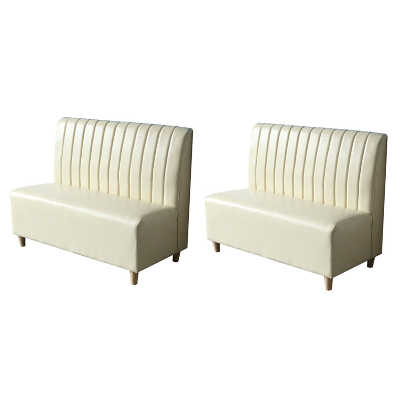 Banc rembourré simple en similicuir, Blanc cassé