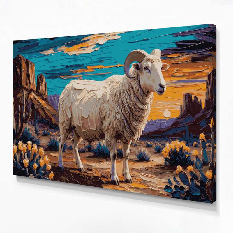 Art mural sur toile 50 "Southwestern Animals Sheep", H 20 po x l 24 po