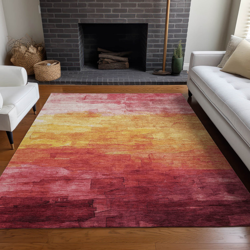 Tapis rosé intérieur / extérieur lavable à la machine Claudian ACN1465, Rectangle 5 pi x 7 pi 6 po