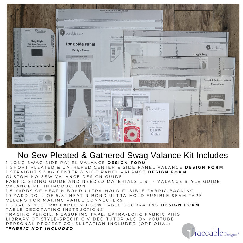 Floral Light Filtering Swag Valance Kit with Satin Ribbons