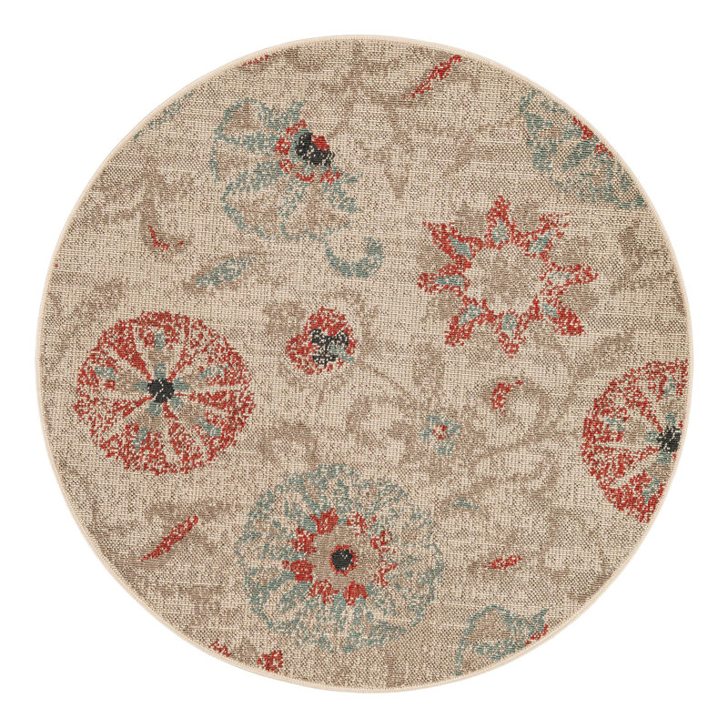 Tapis botanique intérieur / extérieur, Rond 4 pi 1 po