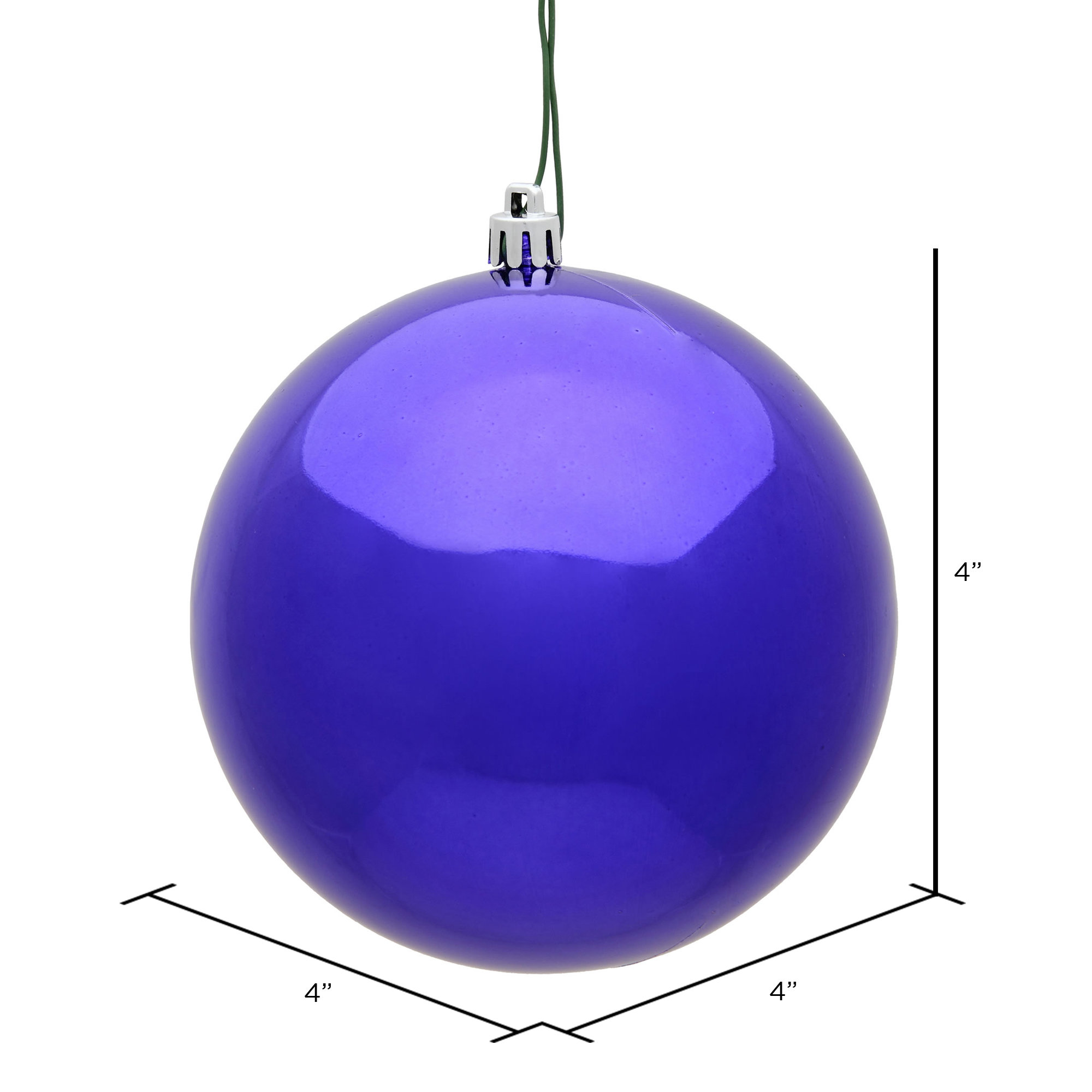 Holiday Décor Ball Ornament, Purple Shiny, 4" H x 4" W x 4" D