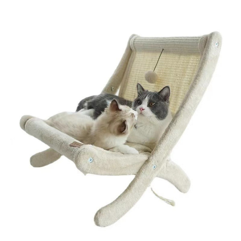 Lit de repos moderne en sisal pour chat, chaise hamac courbée avec surface de grattage durable pour chats d'intérieur