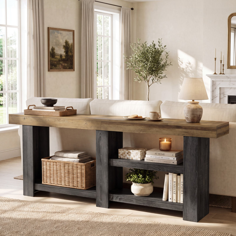 78.74'' Extra-Long Console Table with Multi-Tier Open Storage Shelves