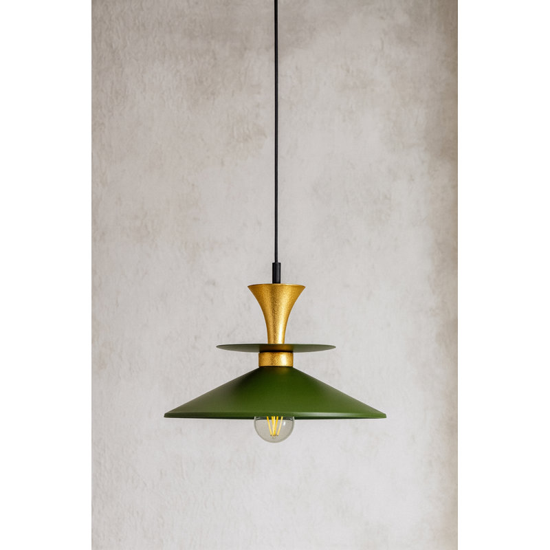 1 - Light Matte Black Dome Pendant, Gold/Khaki