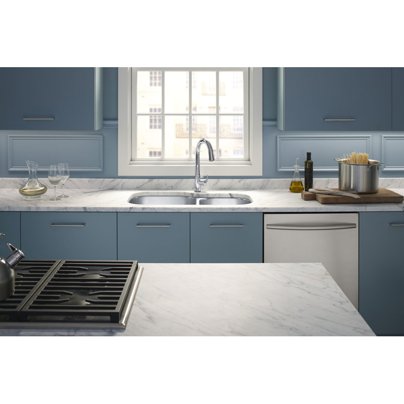 Undertone® Preserve 35-1/8" L x 20-1/8" W x 9-3/4" Under-Mount Extra Large/Medium Double-Bowl Kitchen Sink