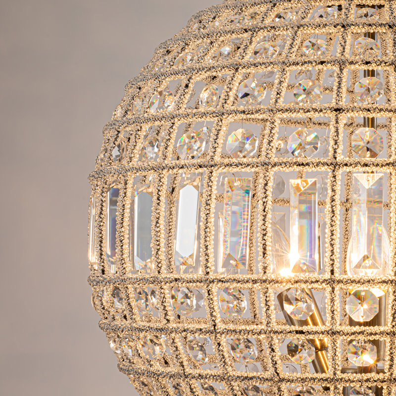 Lustre sphérique Ennu, H 22,8 po x l 17,7 po x P 17,7 po, Laiton antique