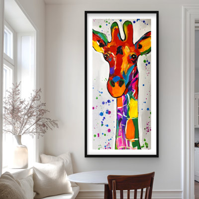 Reproduction abstraite de girafe colorée - encadré de décorations fauniques