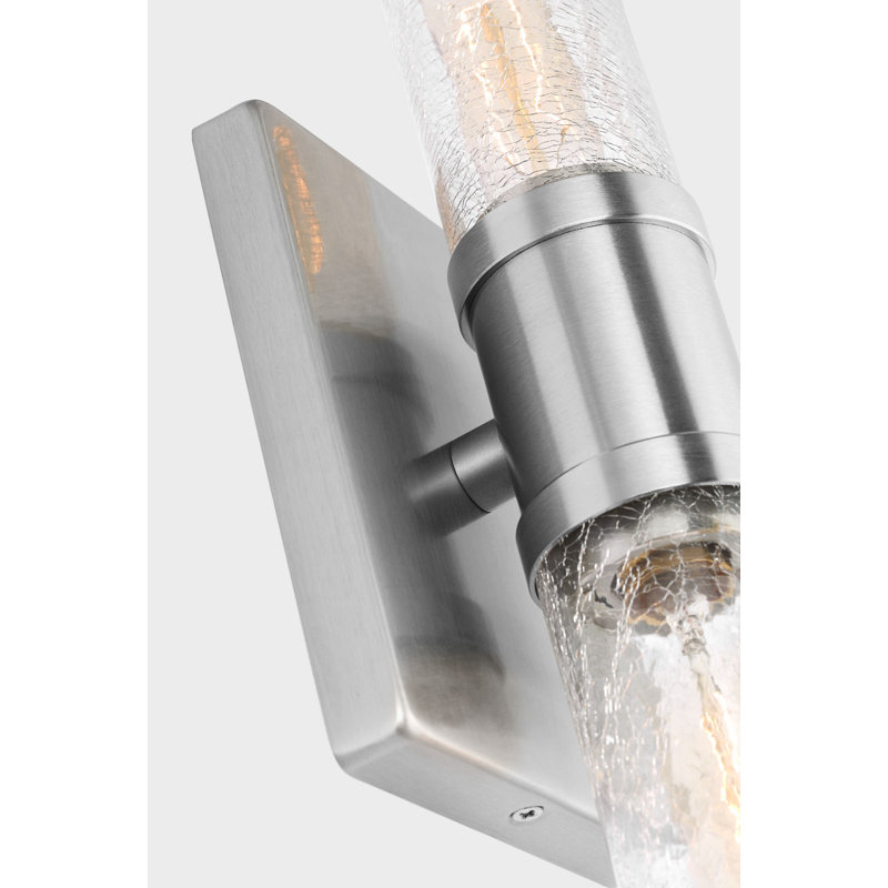 Keaton Two Light Vanity, Crackle, Brushed Nickel, 16" H x 5" W x 3.63" D