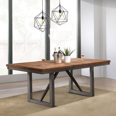 Natural Walnut Extension Dining Table With Open Grain Pattern, Smooth Glide For 6 - Seat Gathering In Area Rectangular Tone Base, Kitchen And Use