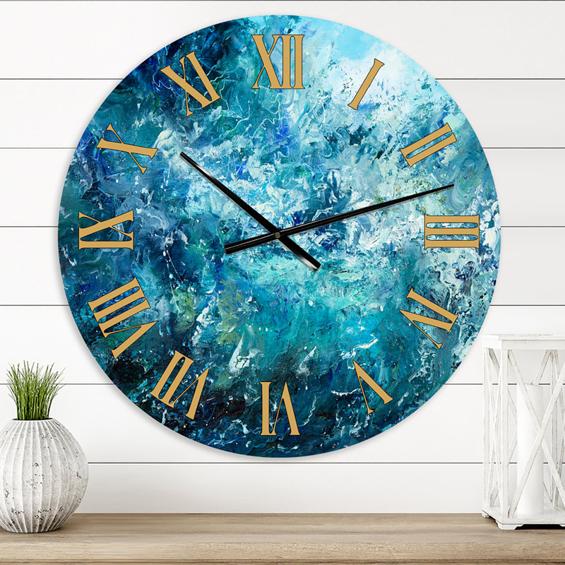 Wild Blue Ocean Waves V - Horloge murale nautique et côtière, Petit
