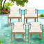 Ensemble de 4 chaises de patio modernes en bois d'acacia, coussins crème pour la salle à manger
