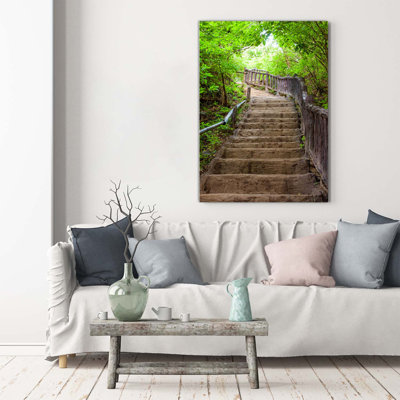 Stairs In The Forest - Wrapped Canvas Print