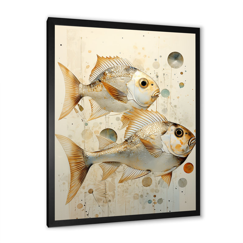 " Fish Harmony ", 32" H x 24" W x 1" D, Black Single Picture Framed
