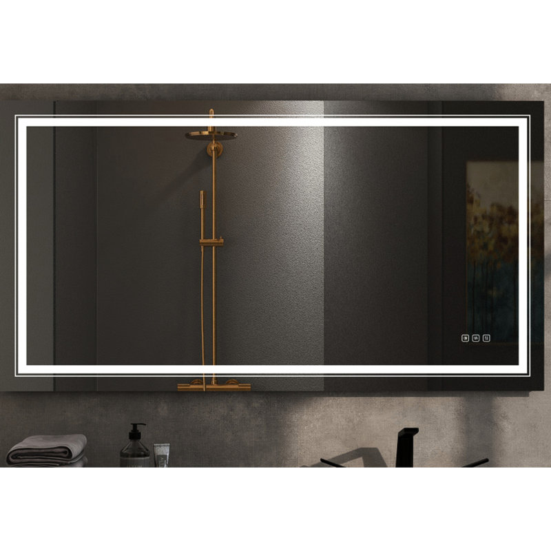 3055" Bathroom Fog Led Mirror - 5Mm Tempered Lens, Variable Setting, Hd Reflection, Stylish Silver, Effortless Installation Process Adjustable , Silver Finish, Easy