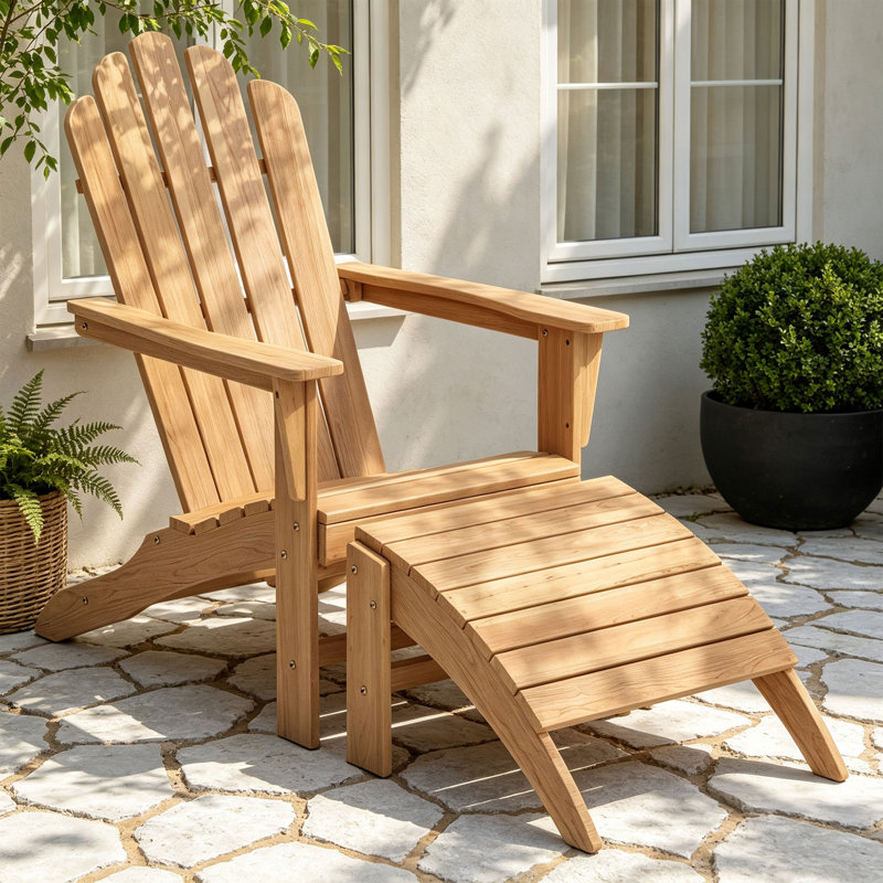 Repose-pieds extérieur en teck, repose-pieds Adirondack