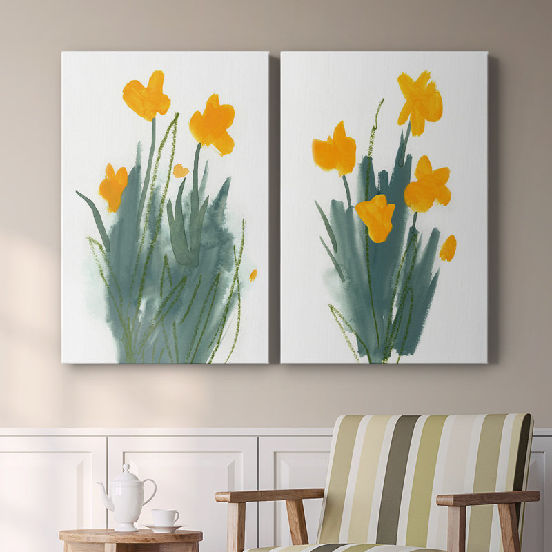 Daffodil Bunch I - Toile tendue avec châssis de qualité supérieure - Prêt à accrocher, H 18 po x l 24 po