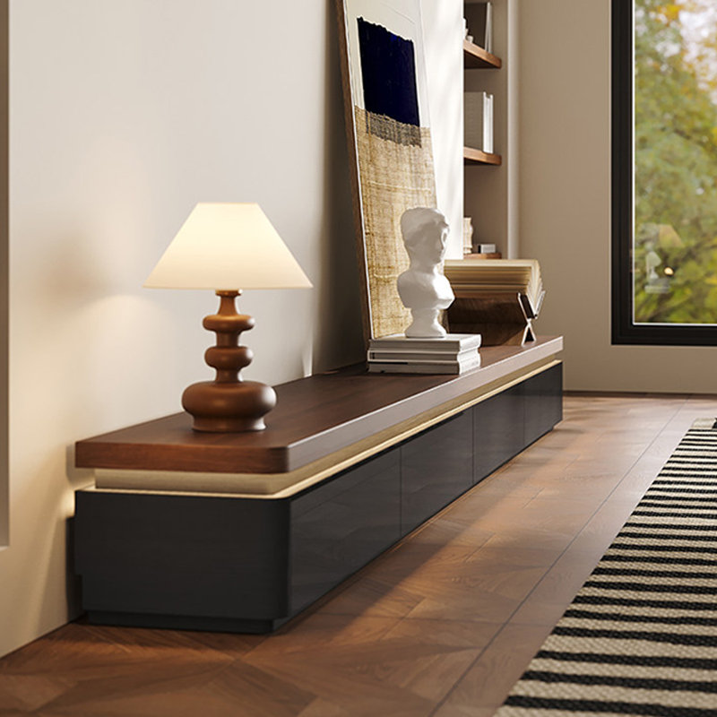 Retro Black Solid Wood TV Stands