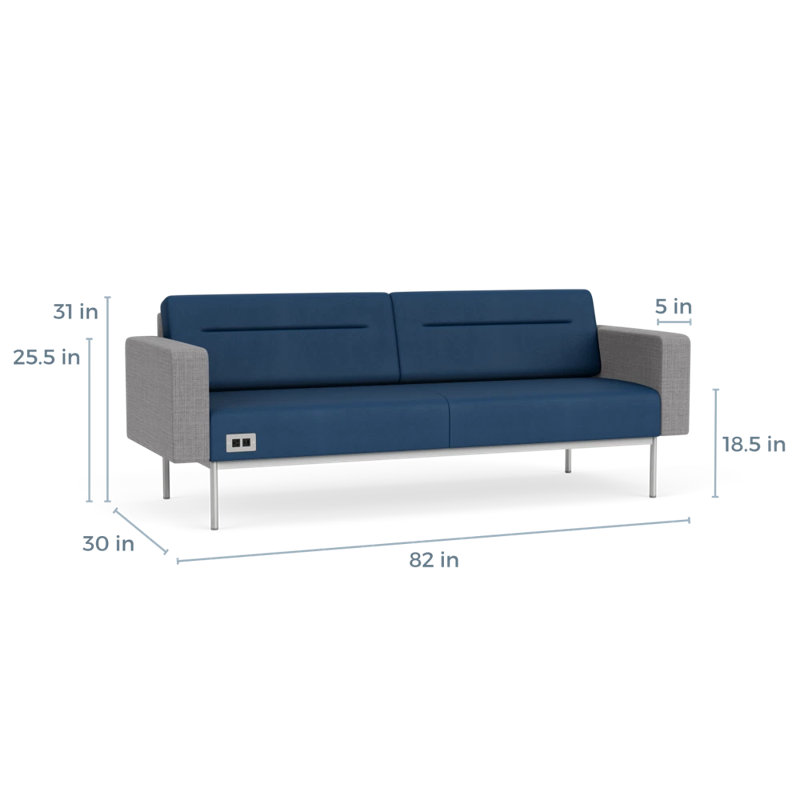 Canapé de réception Darsey, Patriot Plus Blue Ridge; gris chambray, Avec alimentation, Argent argent