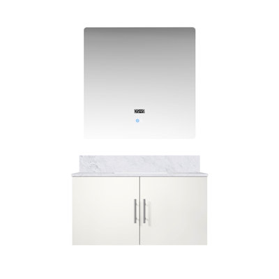 36 In. W X 22 D Glossy White Vanity With Marble Top & Led Mirror - Generous Storage, Soft Close Hinges, Surface Bathroom And Copious Storage Space, Close, To Scratches Stains Bath Detail