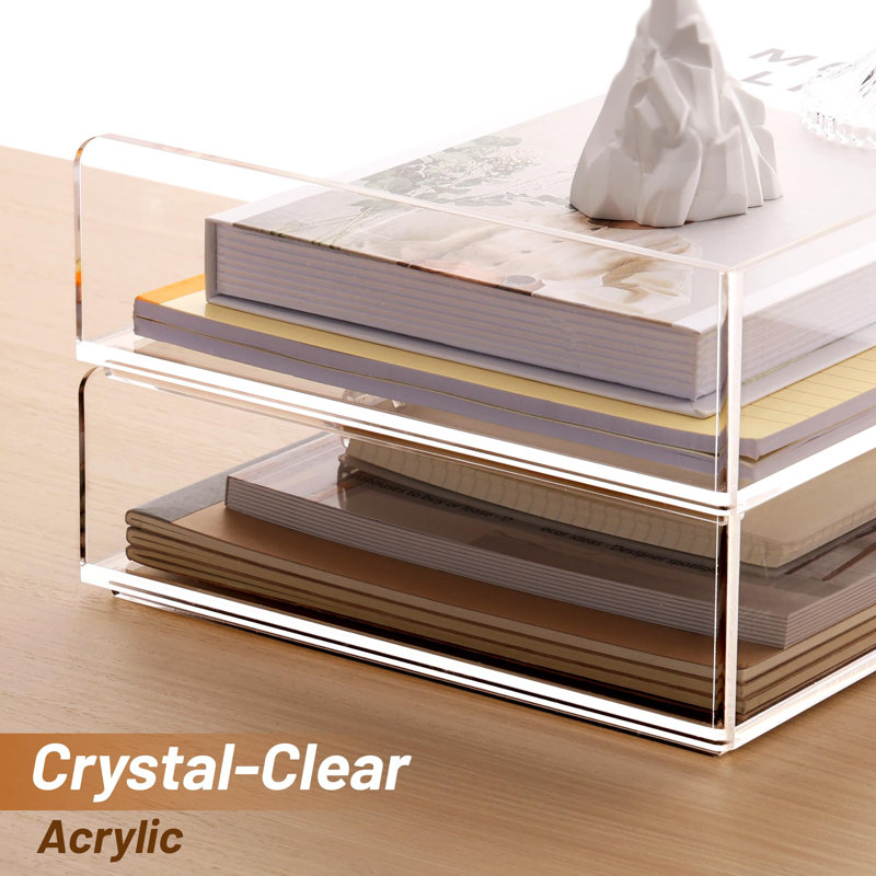2-Pack Paper Organizer For Desk, Acrylic Stackable Letter Tray, Transparent Paper Tray