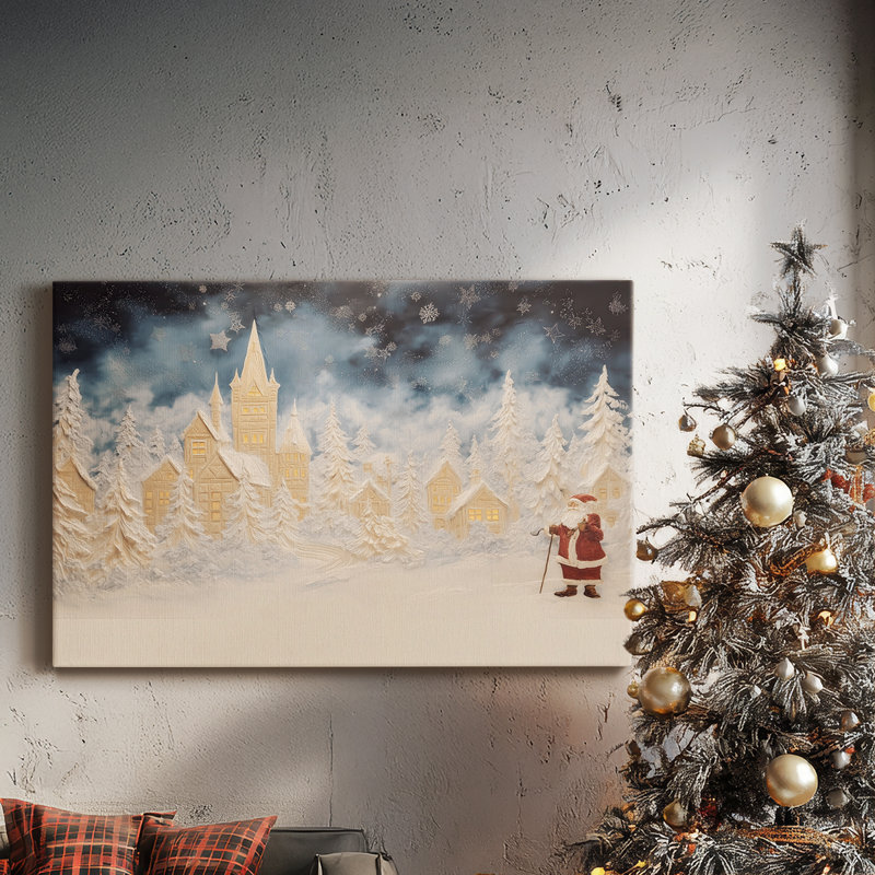 Bonhomme de neige enneigé - Toile tendue avec châssis de qualité supérieure, H 27 po x l 18 po
